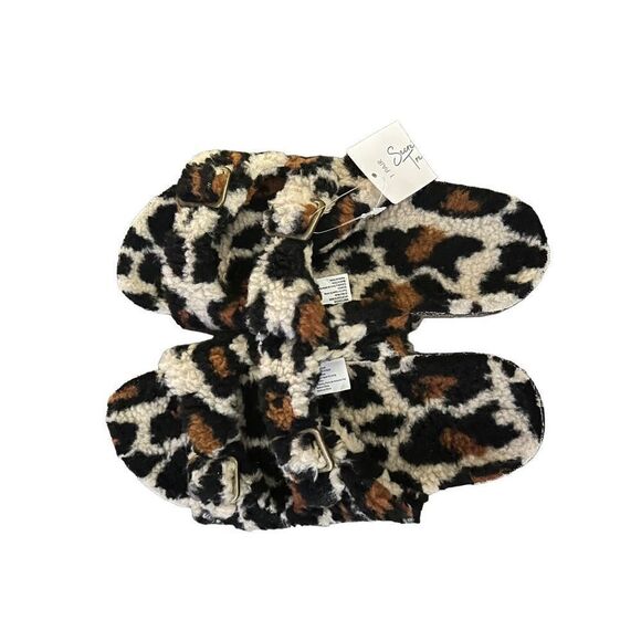 Leopard Print Fur Lined Birkenstock Type Sandal - Picture 6 of 9